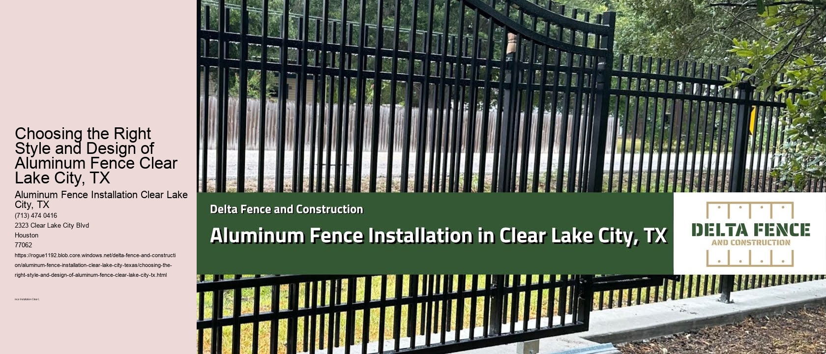 Choosing the Right Style and Design of Aluminum Fence Clear Lake City, TX