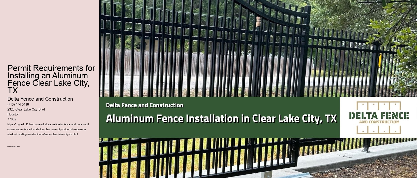 Permit Requirements for Installing an Aluminum Fence Clear Lake City, TX