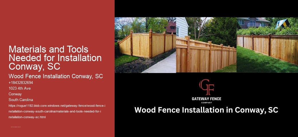 Materials and Tools Needed for Installation Conway, SC