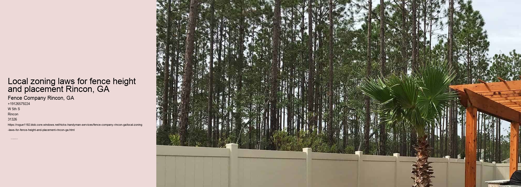 Local zoning laws for fence height and placement Rincon, GA