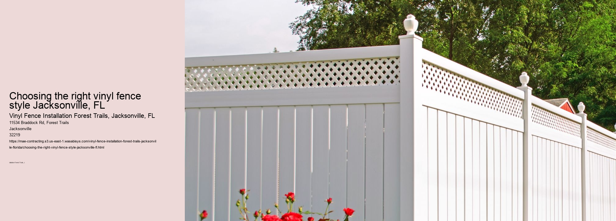 Choosing the right vinyl fence style Jacksonville, FL