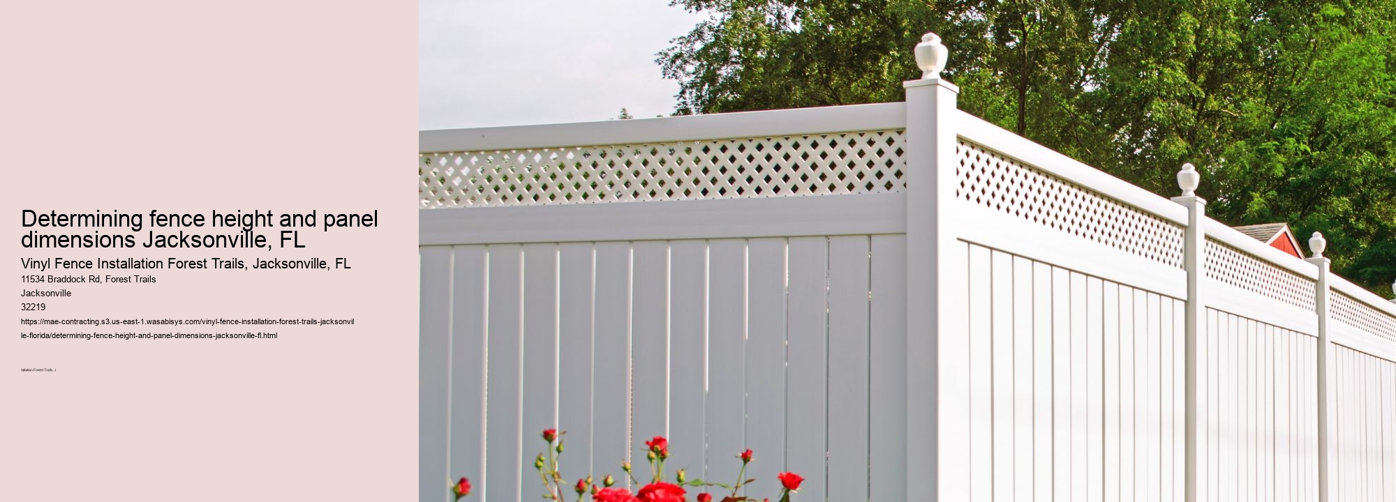 Determining fence height and panel dimensions Jacksonville, FL