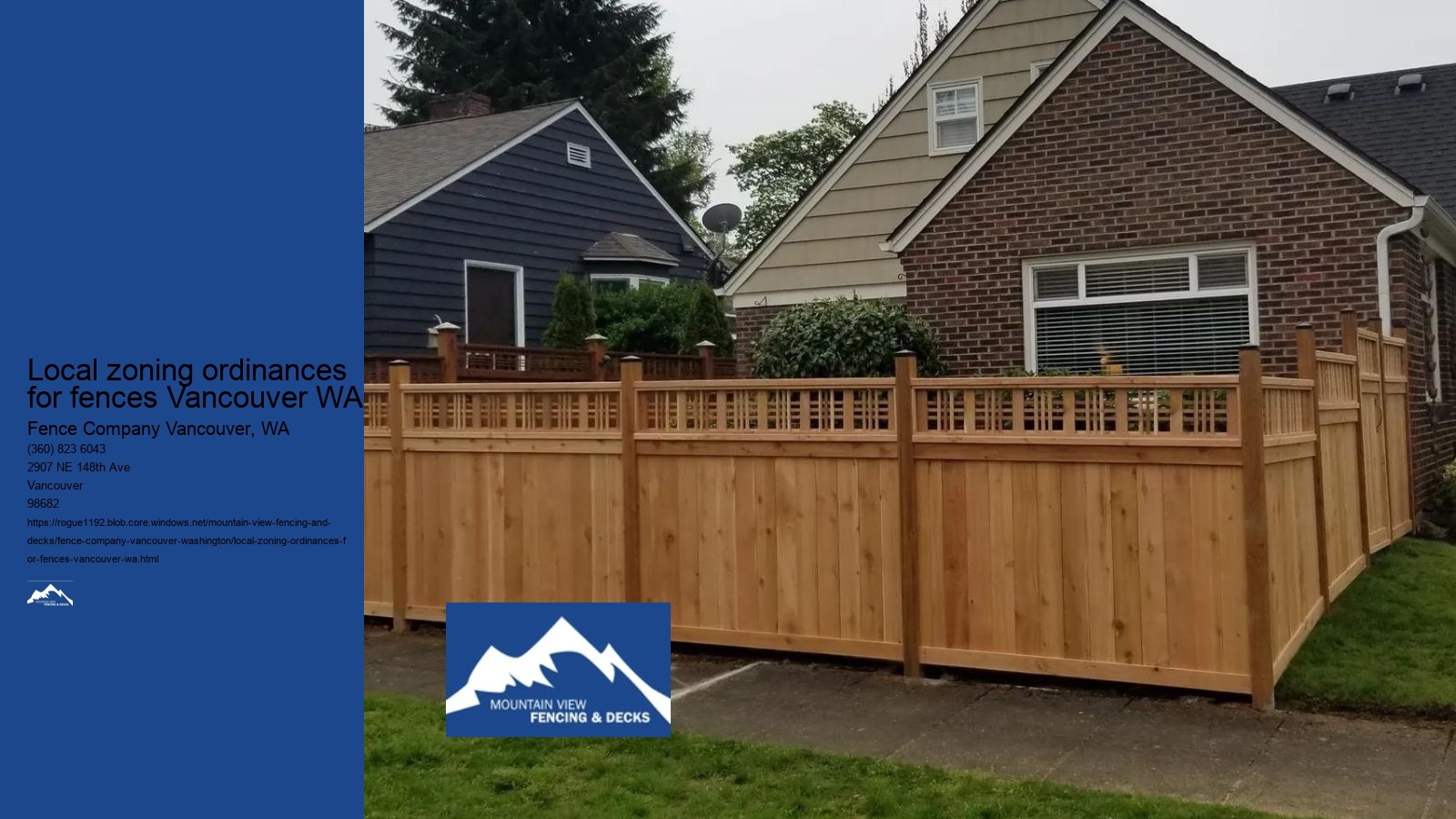 Local zoning ordinances for fences Vancouver WA
