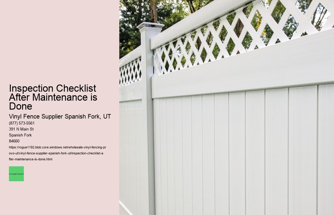 Inspection Checklist After Maintenance is Done