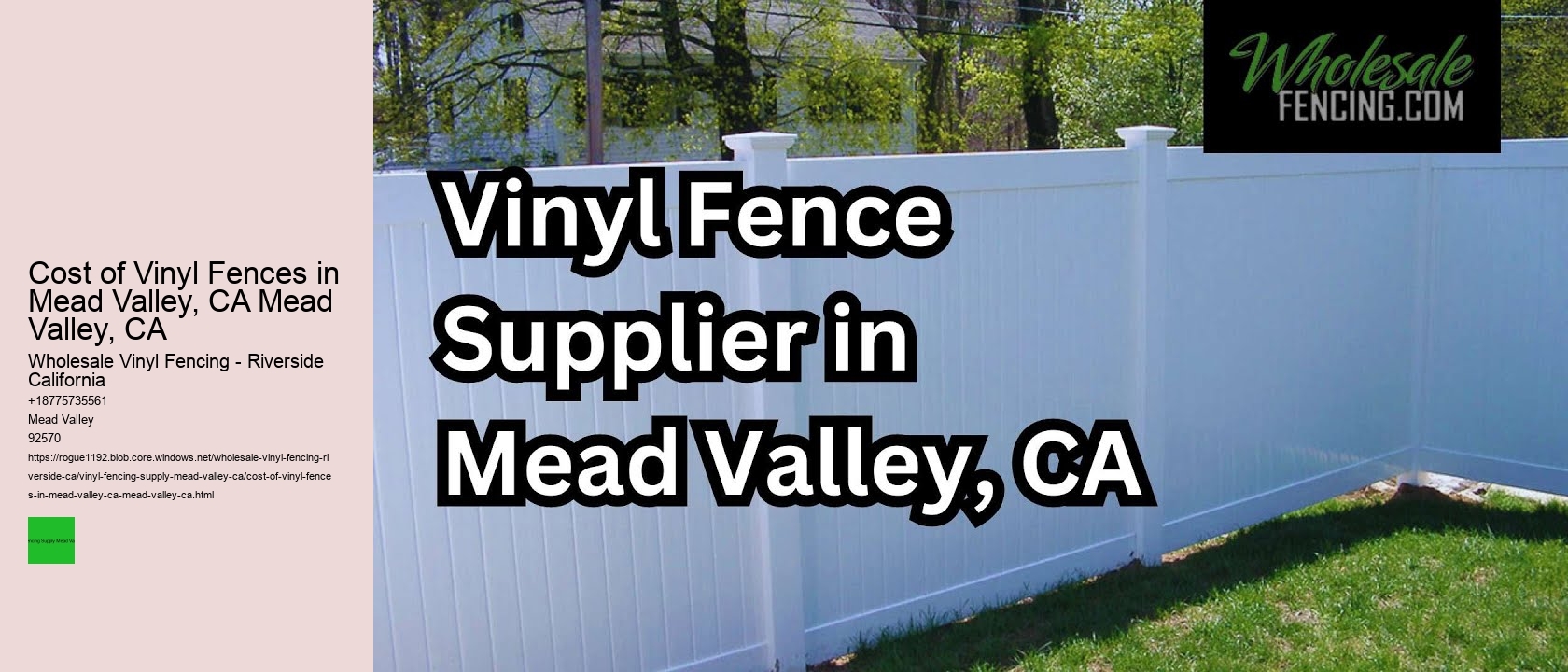 Cost of Vinyl Fences in Mead Valley, CA Mead Valley, CA