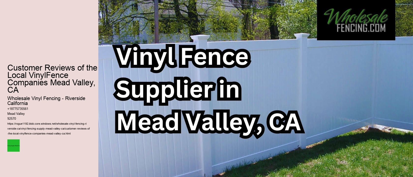 Customer Reviews of the Local VinylFence Companies Mead Valley, CA