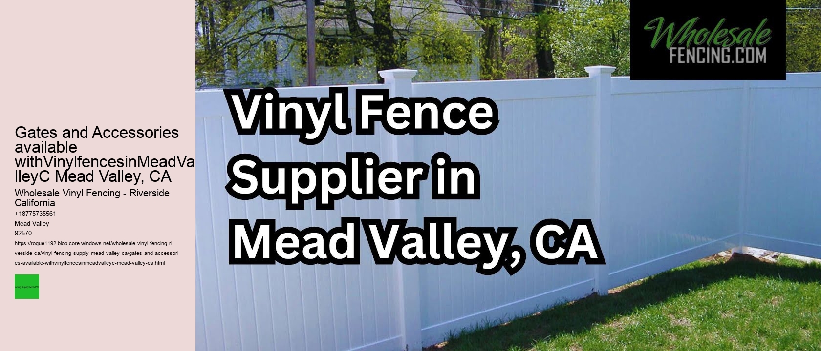 Gates and Accessories available withVinylfencesinMeadValleyC Mead Valley, CA