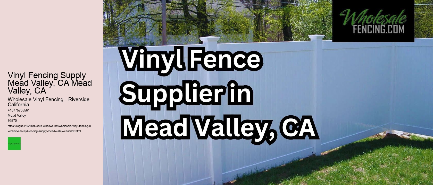Vinyl Fencing Supply Mead Valley, CA Mead Valley, CA