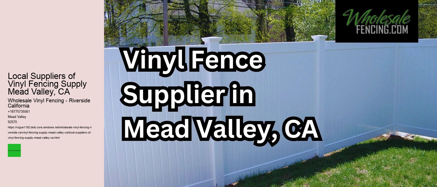 Local Suppliers of Vinyl Fencing Supply Mead Valley, CA