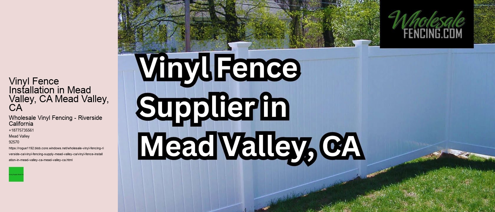 Vinyl Fence Installation in Mead Valley, CA Mead Valley, CA